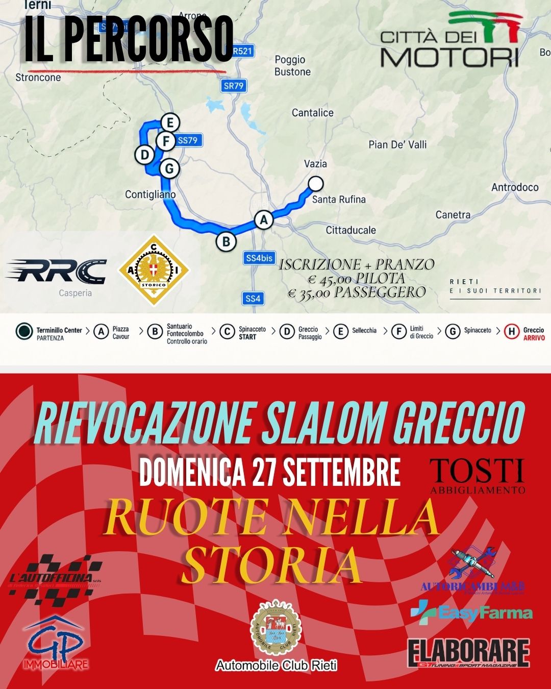 “Ruote nella Storia” arriva a Rieti: rivive lo storico Slalom di Greccio